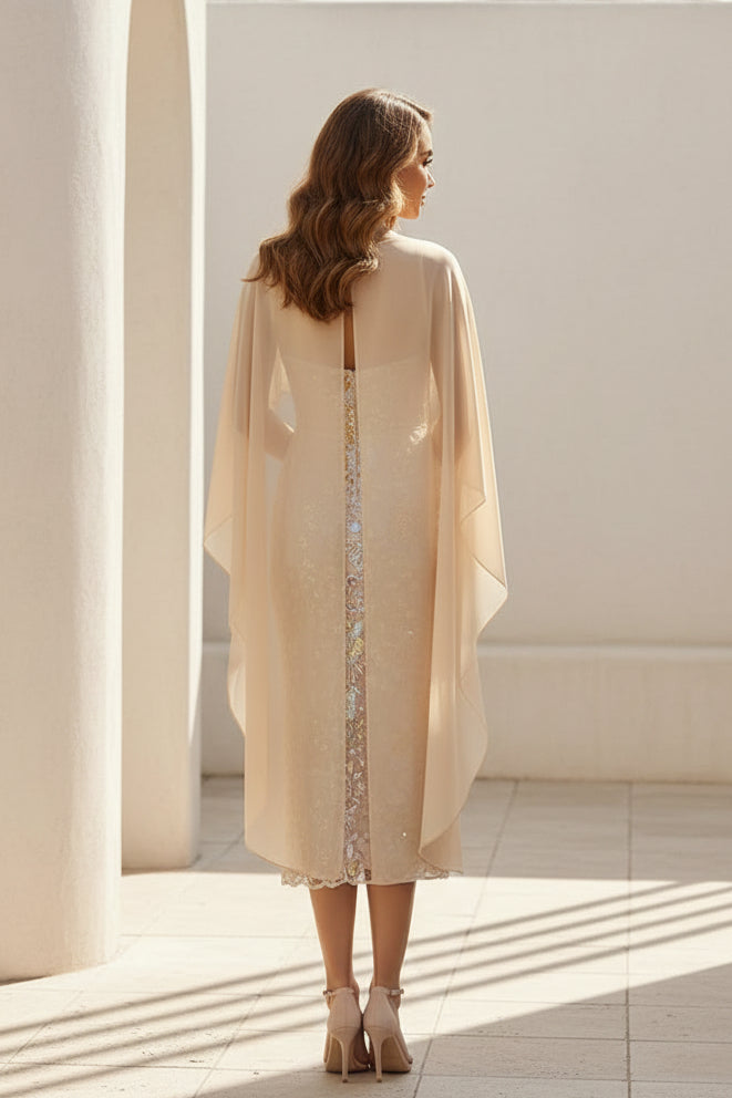 Vestido capa midi bordado