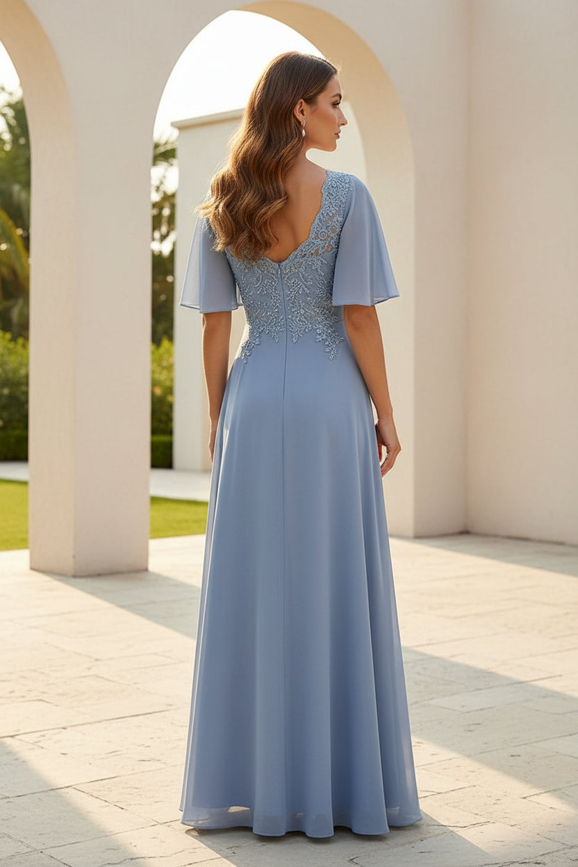 Vestido de noche de gasa plisado con silueta en A