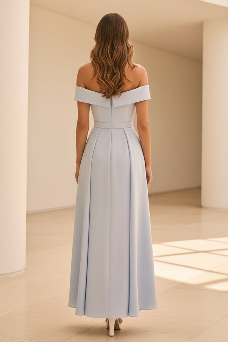 Vestido Embellished sin Hombros con Sobrefalda