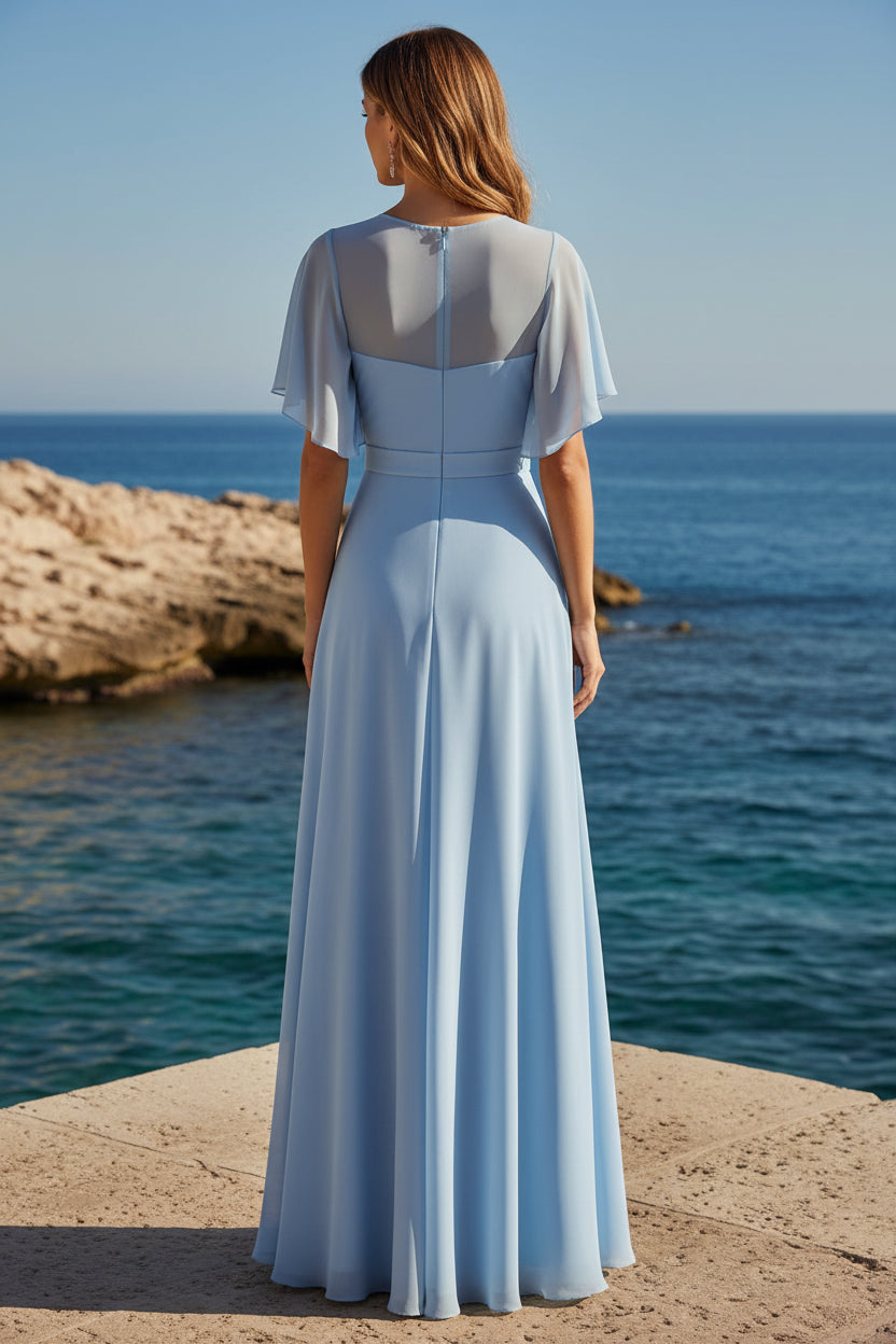Vestido de noche de gasa plisado Illusion