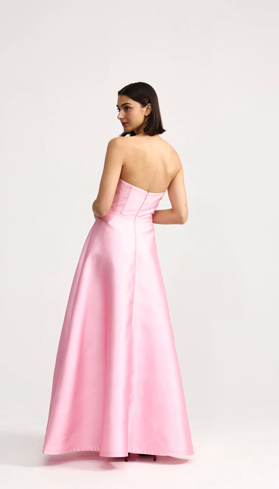 Vestido de Noche A-Line de Satén sin Tirantes con Estampado Floral