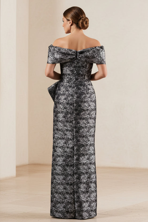 Vestido de jacquard asimétrico con hombros descubiertos