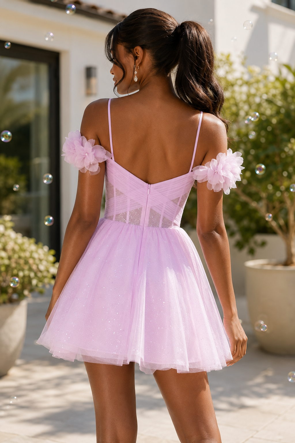 Minivestido Corsé Corazón de Tul con Brillantina