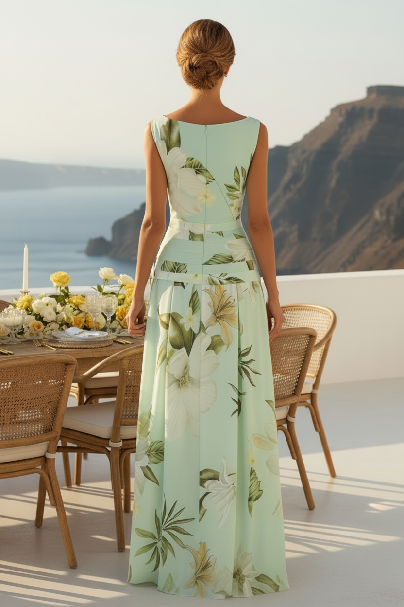 Vestido maxi sin mangas con estampado floral