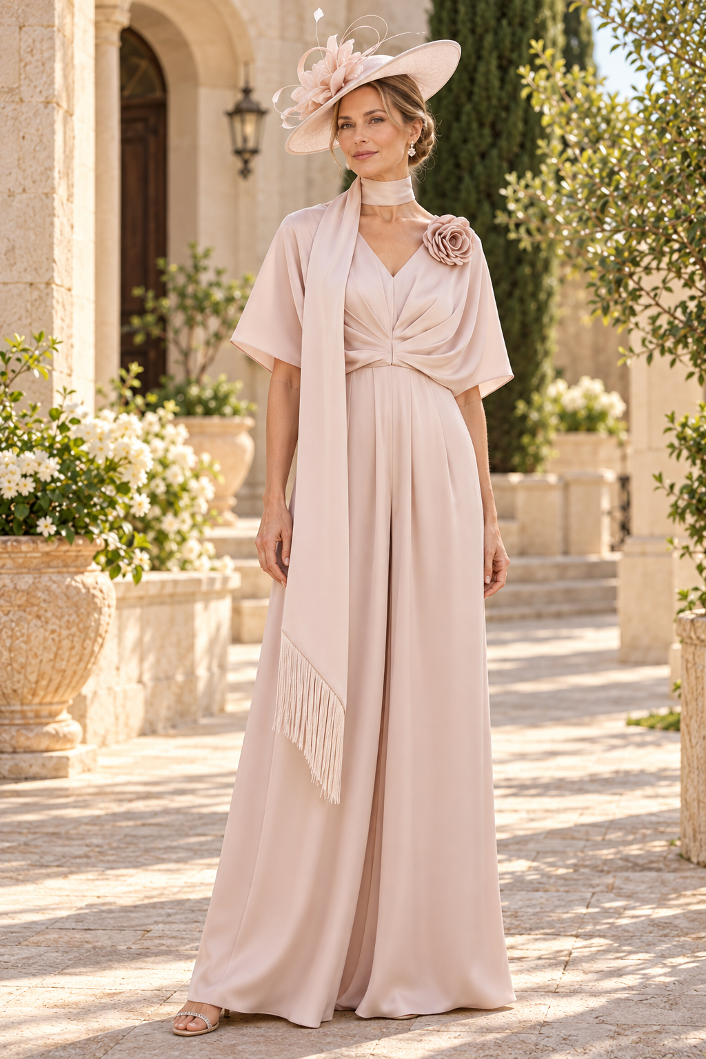Wide-Leg Jumpsuit with Flutter Sleeves