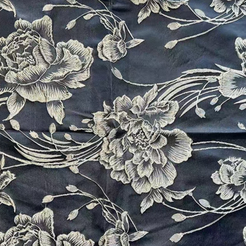 Vestido Midi Cruzado de Jacquard Floral con Bolsillos
