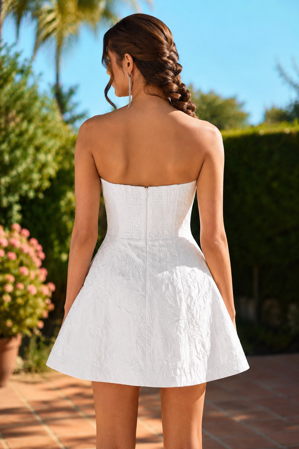 Minivestido jacquard escote corazón