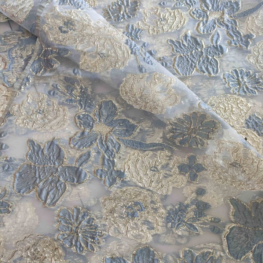 Vestido midi de jacquard floral con corpiño cruzado