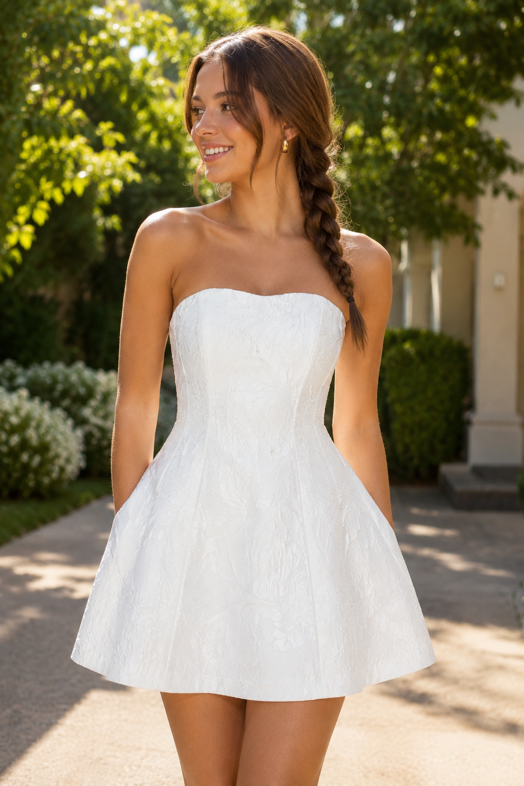 Minivestido jacquard escote corazón