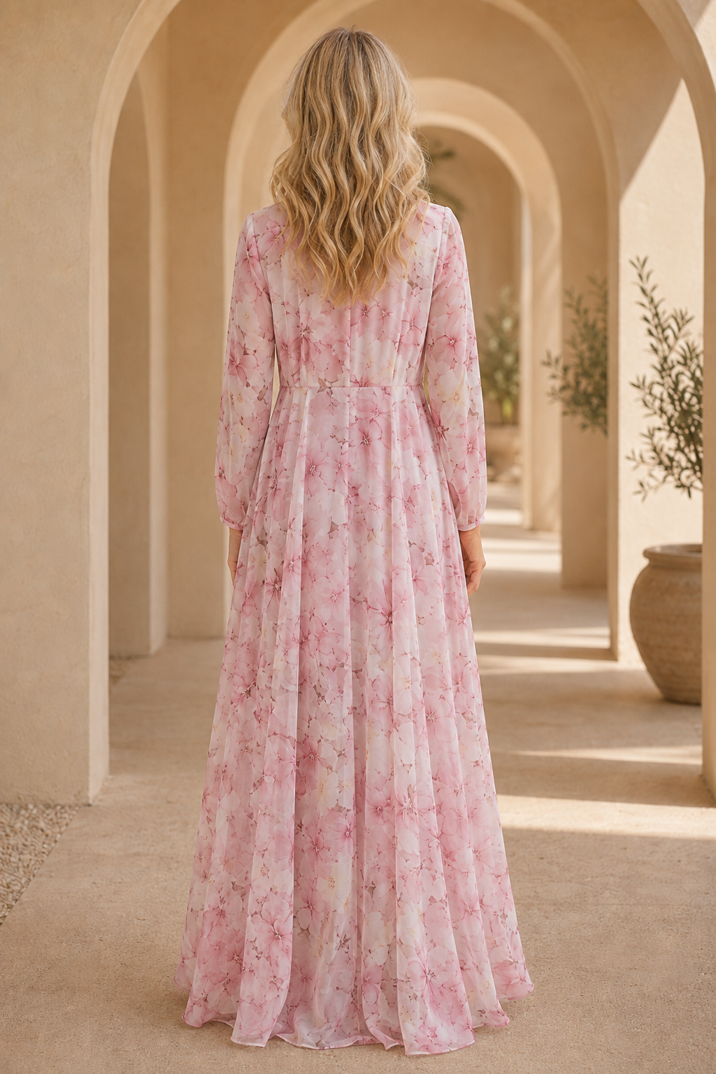 Vestido asimétrico con chaqueta guardapolvo floral