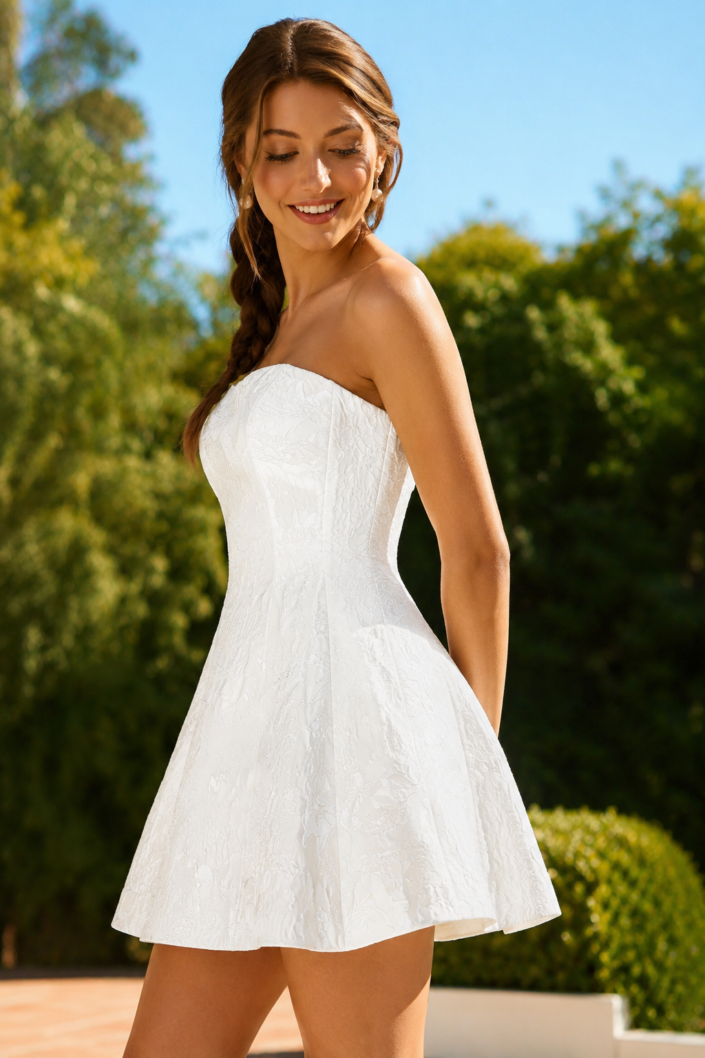 Minivestido jacquard escote corazón