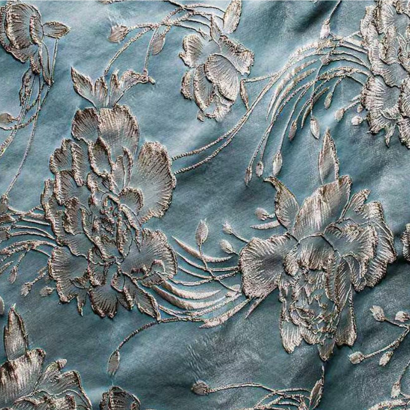 Vestido Midi Cruzado de Jacquard Floral con Bolsillos