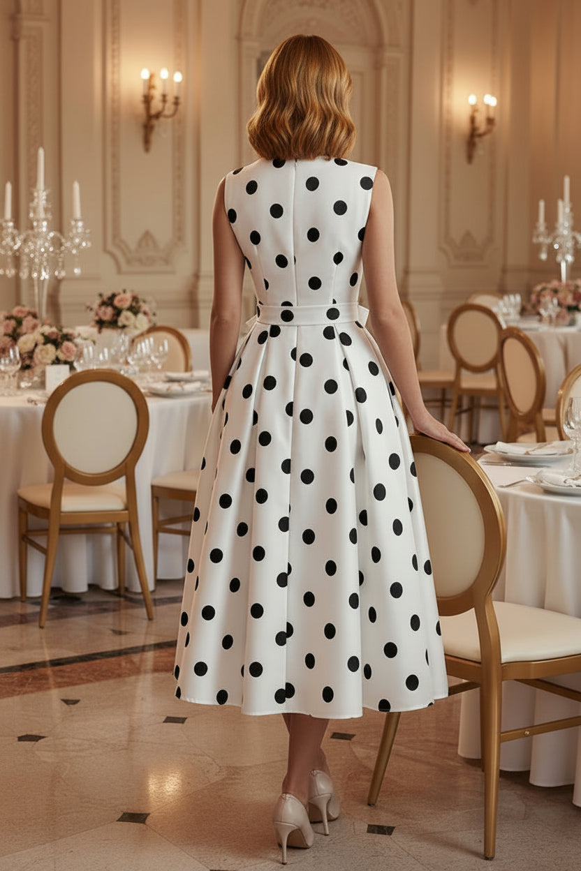 Vestido Midi Cruzado de Lunares