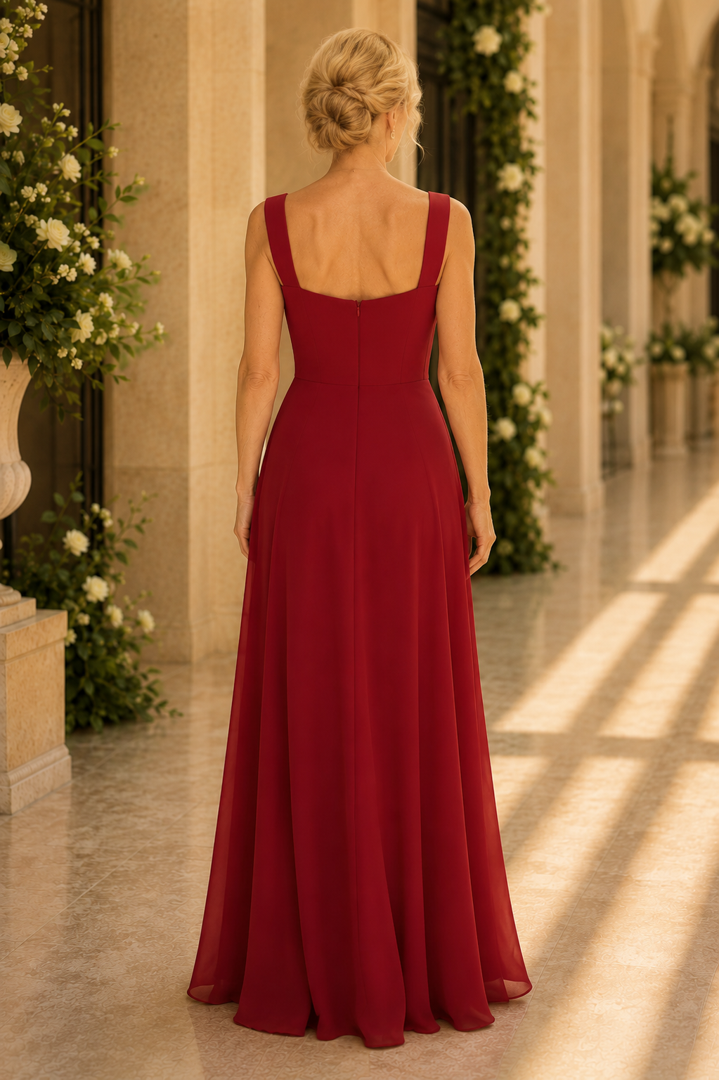 Vestido asimétrico con bordado floral y corte A