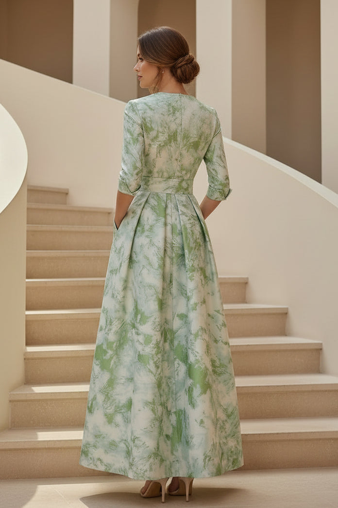 Vestido camisero maxi con estampado floral y falda plisada