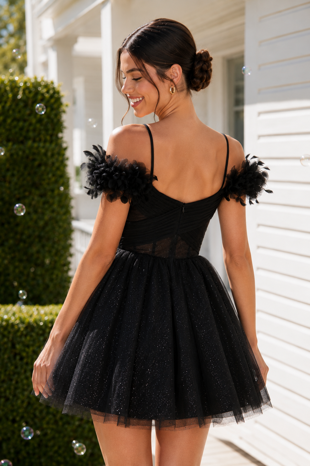 Minivestido Corsé Corazón de Tul con Brillantina