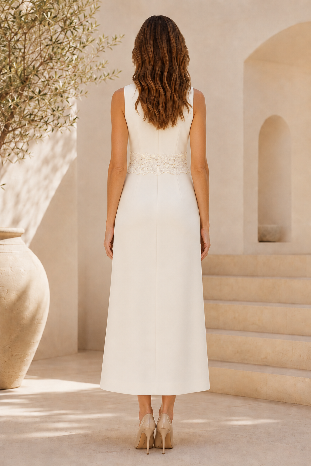 Conjunto de Vestido Tubo de Dos Piezas y Abrigo Largo