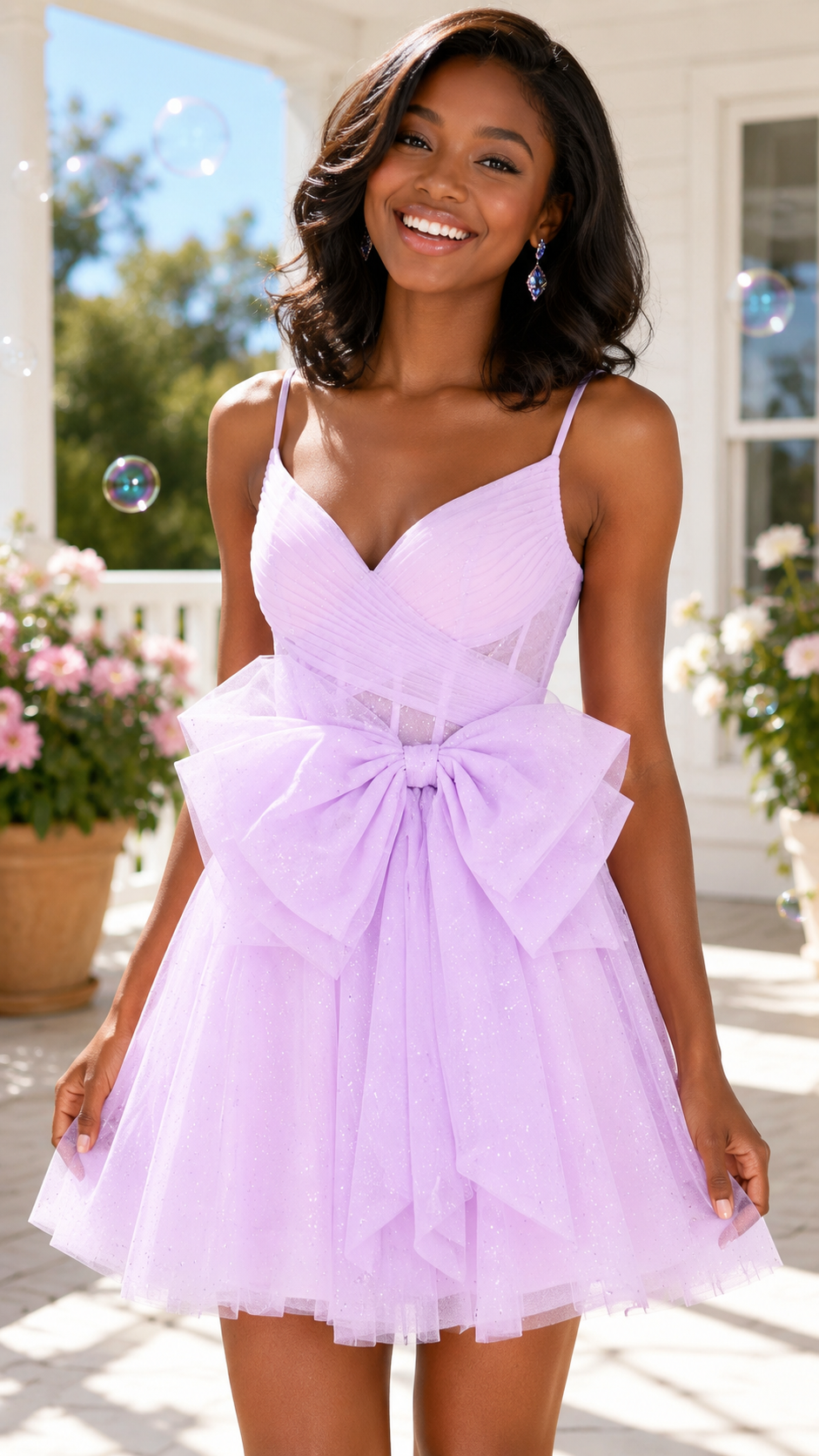 Minivestido Corpiño Corsé de Tul con Purpurina y Escote Corazón